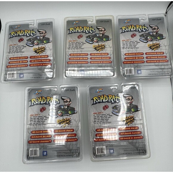 Jada Road Rats 1:64 Chevy Set of 5 NIP 2002 Diecast Rubber Tires Rare - Picture 7 of 8